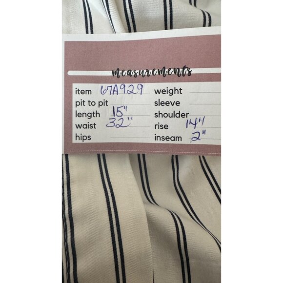 2/$30 Zara Small Striped High-Waisted Shorts Tie Belt Cotton Blend - Picture 10 of 12